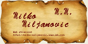 Milko Miljanović vizit kartica